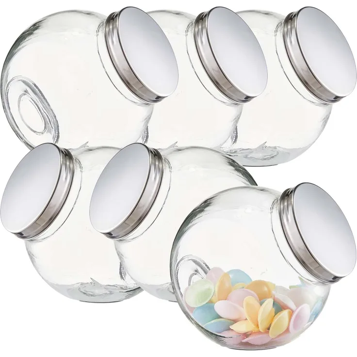 6 Stück Vorratsglas Candy, Edelstahldeckel - 19 x 13,5 x 19 cm