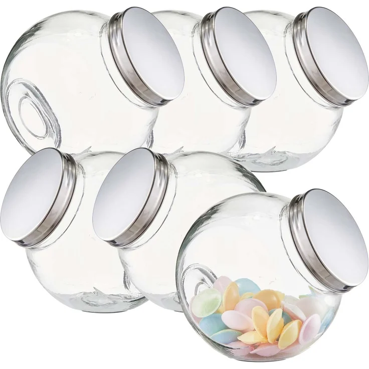6 Stück Vorratsglas Candy, Edelstahldeckel - 19 x 13,5 x 19 cm – Bild 1