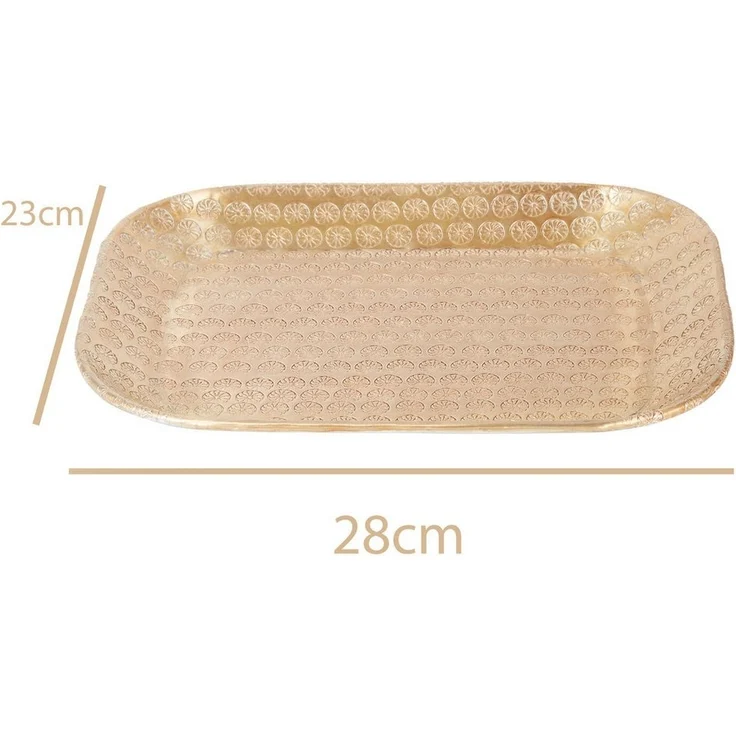 Marrakesch Orient & Mediterran Interior Dekotablett Tablett Kerzentablett Skandinavisch Janshir Gold 28cm Eckig, Handarbeit – Bild 2