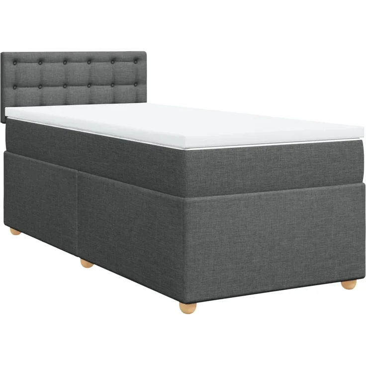 vidaXL Boxspringbett mit Matratze Dunkelgrau 100x200 cm Stoff 3288906 – Bild 3