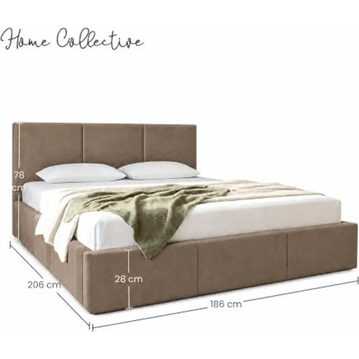 Home Collective Polsterbett, Doppelbett mit Stauraum und flexiblem Lattenrost, 120x200 bis 180x200 cm, samtweicher Veloursstoff in Kaffee, europäische Herstellung – Bild 2