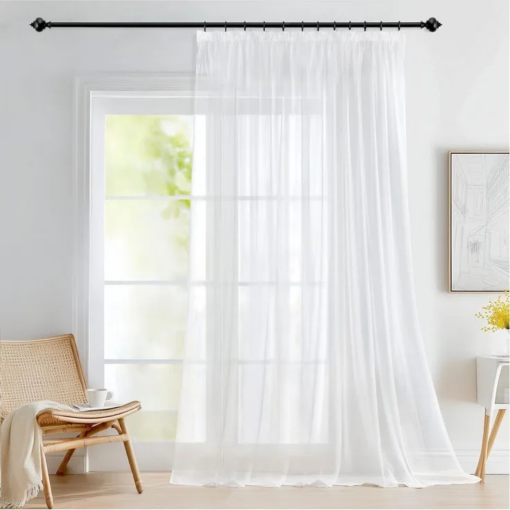 Deconovo Gardine Wohnzimmer Gardinenschals mit Kräuselband Gardinen Wohnzimmer 1er Set, Store
