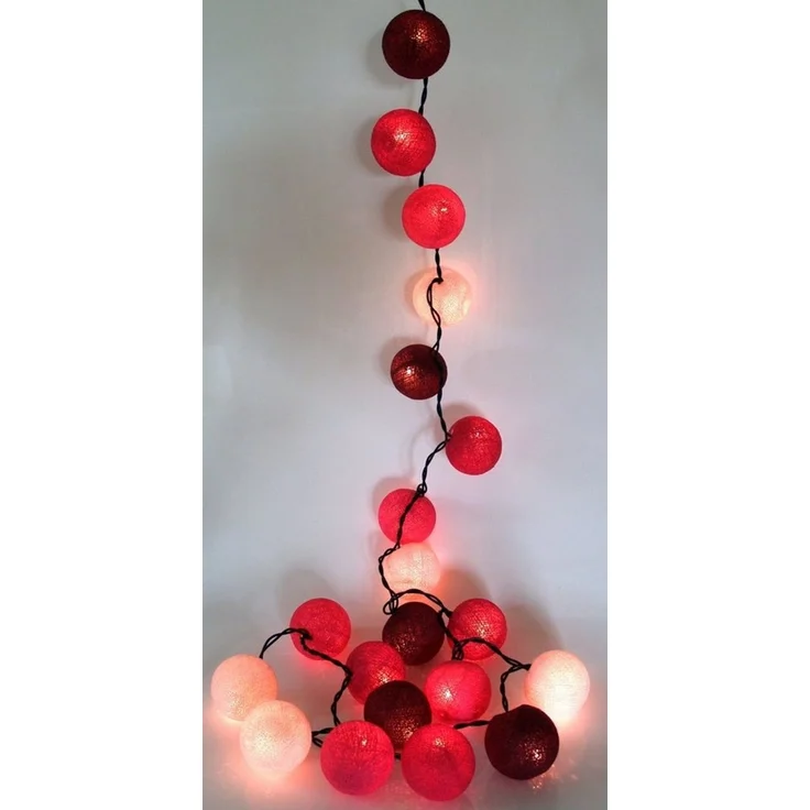 Guru-Shop LED-Lichterkette Stoff Ball Lichterkette, 20`er LED Kugel.. – Bild 1