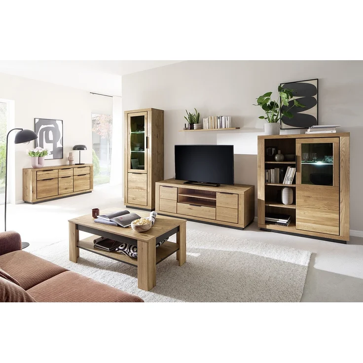 Couchtisch >GRENO< in Wildeiche Nachbildung - 115x46x65 (BxHxT) – Bild 7