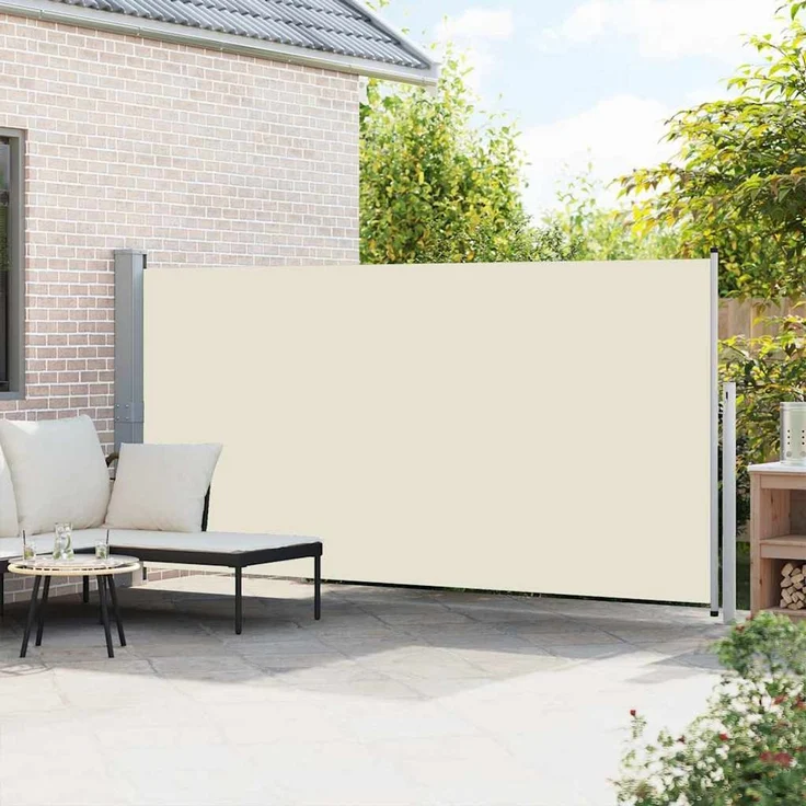Ausziehbare Seitenmarkise, Sichtschutz 160x500 cm Creme – Bild 3