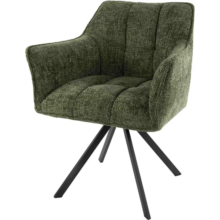 2er-Set Armstuhl Retar 360° drehbar mit Steppnähten, Chenille-Bezug, Grün – Bild 1