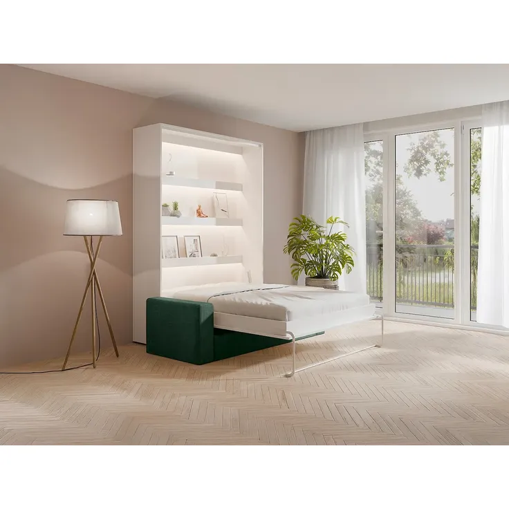 Vente-unique - RAPILI Bett Holz, Platte Weiß - B 133 cm239,2 cm x H 225,2 cm x L 200 cm – Bild 2