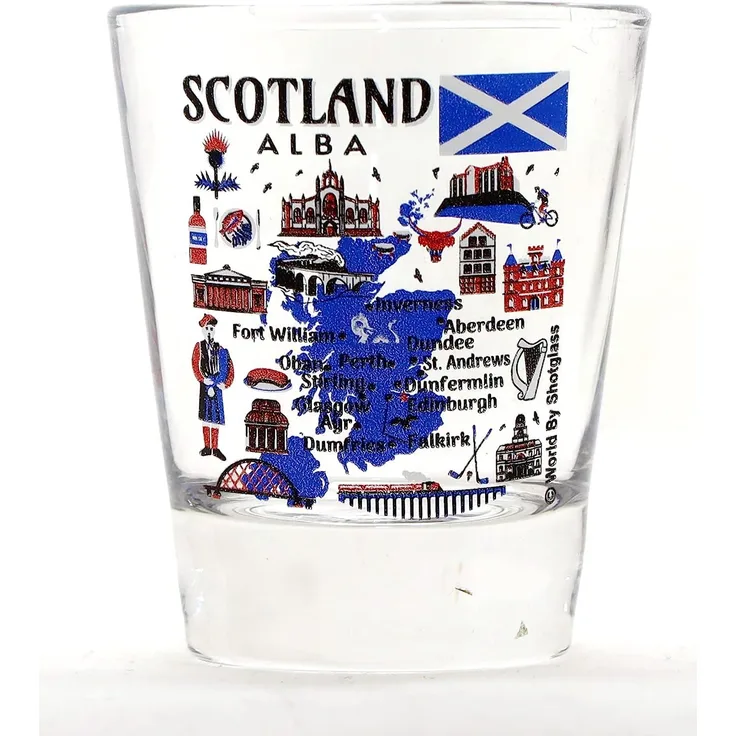 Scotland Landmarks and Icons Collage Shot Glass by World By Shotglass