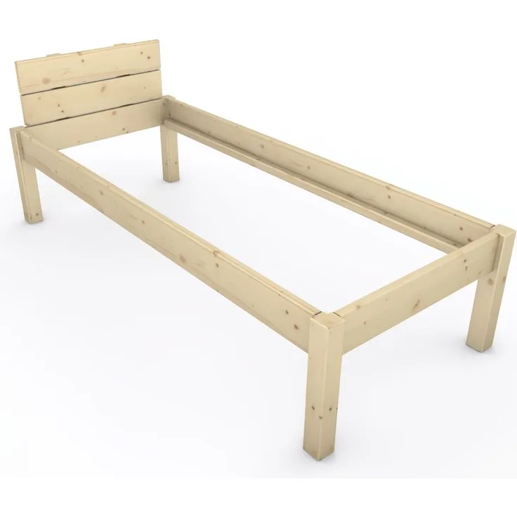 Pfostenbett "metallarm" Fichte Holzbett "Daybett" 80 x 200cm 48cm Einzelbett
