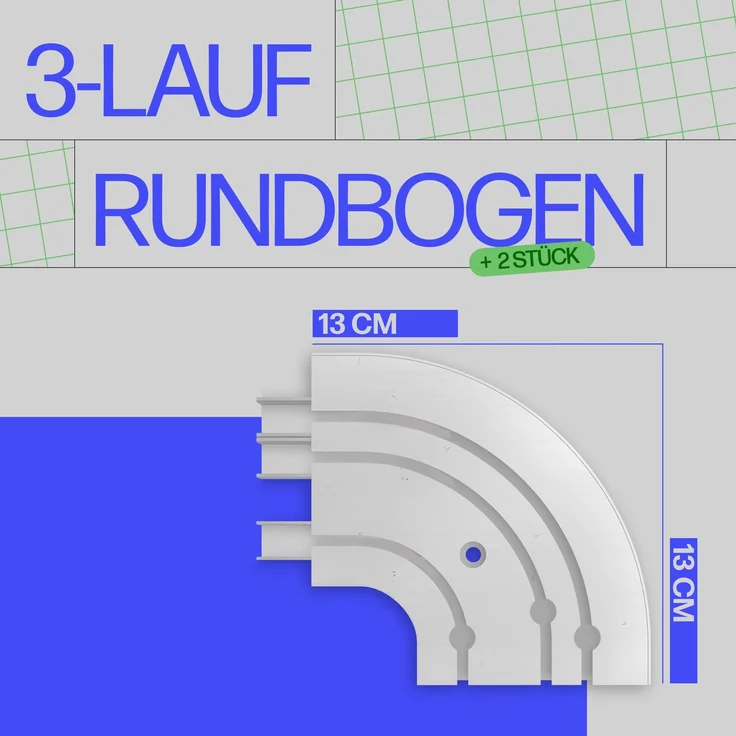Bestlivings Gardinenschiene ( Weiß ) 240cm (2x120 cm) 3-läufig + 2er Set Rundbogen – Bild 2
