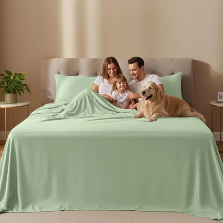 Utopia Bedding Bettwäsche-Set für King-Size-Bett, 4-teilig, gebürstete Mikrofaser, schrumpft und lichtbeständig, pflegeleicht (King-Size-Bett, Salbei) – Bild 3
