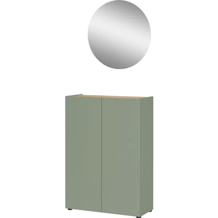 Germania 2-TLG. Garderoben-Set 9050-629 GW-Alviano, in Taupegrün/Navarra-Eiche-Nb, mit grifflosem Design, 74 x 200 x 33 cm (BxHxT) – Bild 2