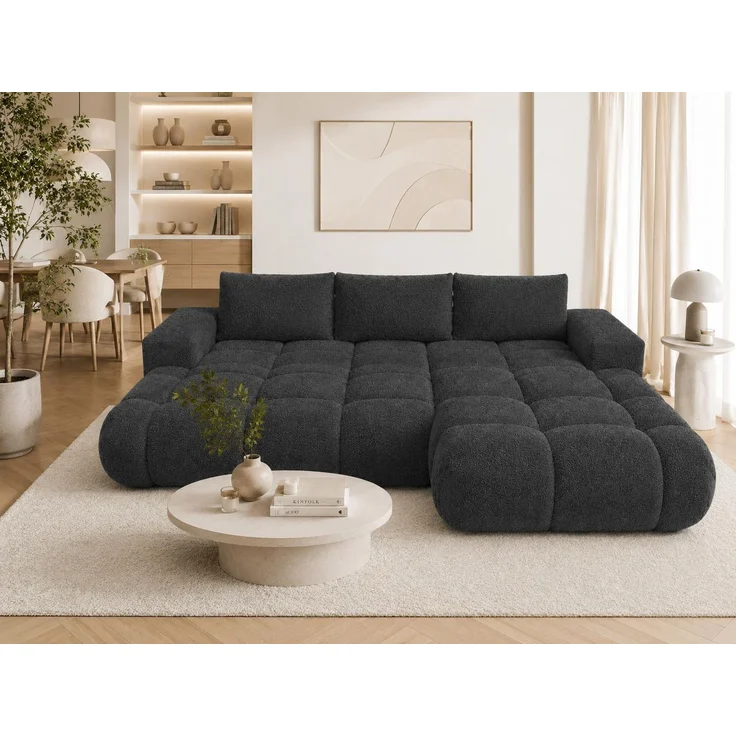 KRISAN MÖBEL Ecksofa BUBBLE in Anthrazit mit Schlaffunktion & Ottomane rechts, modernes Polstersofa, 275 × 73 x 170 cm, Liegefläche 160 × 216 cm in – Bild 4