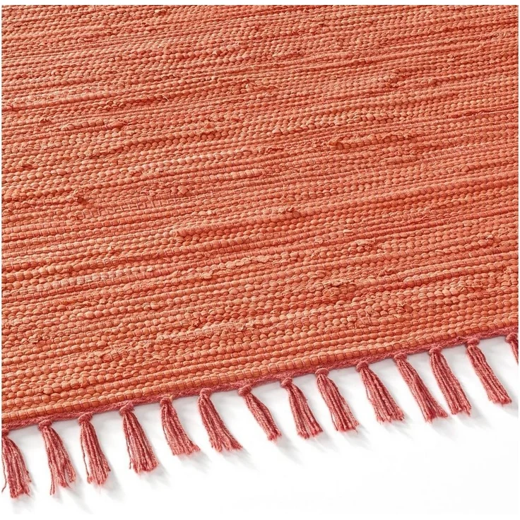 TaraCarpet Teppich Flickenteppich TaraCarpet Sylt mit Fransen, rechteckig, Höhe: 5 mm, Wohnzimmer Schlafzimmer Küchenteppich terracotta 060x120 – Bild 2