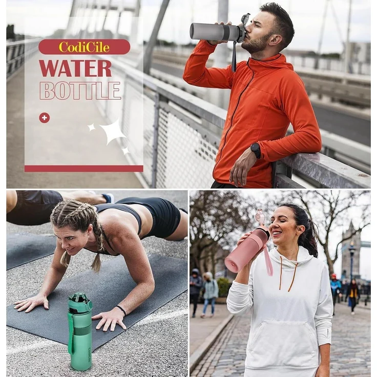 CodiCile Trinkflasche BPA-frei 1 Liter Sport Auslaufsicher Wasserflasche 1L – Bild 6