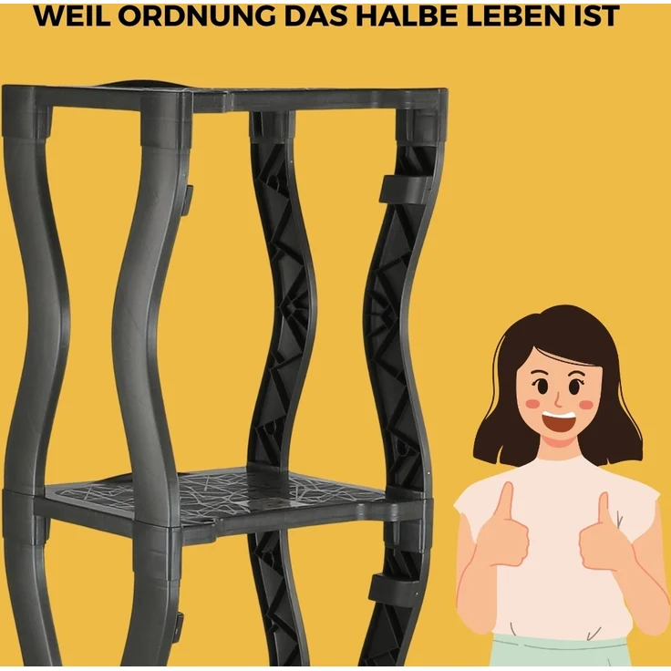 Regal für Mülleimer Set 3 und 4 Steckregal Kunststoff Haushaltsregal Kellerregal Lagerregal Garagenregal Küchenregal Keller – Bild 7