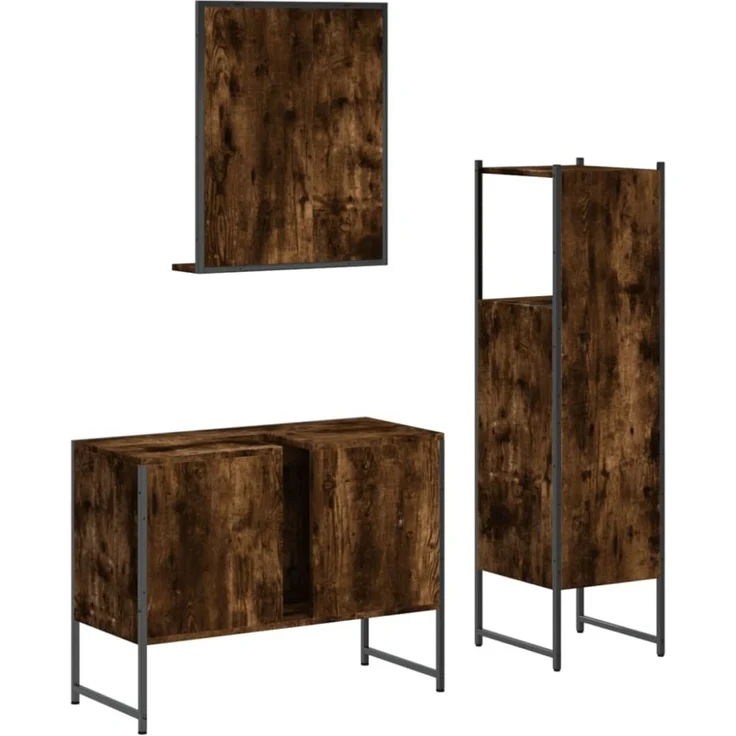vidaXL 3-tlg. Badmöbel-Set Räuchereiche Holzwerkstoff 3214351 – Bild 11