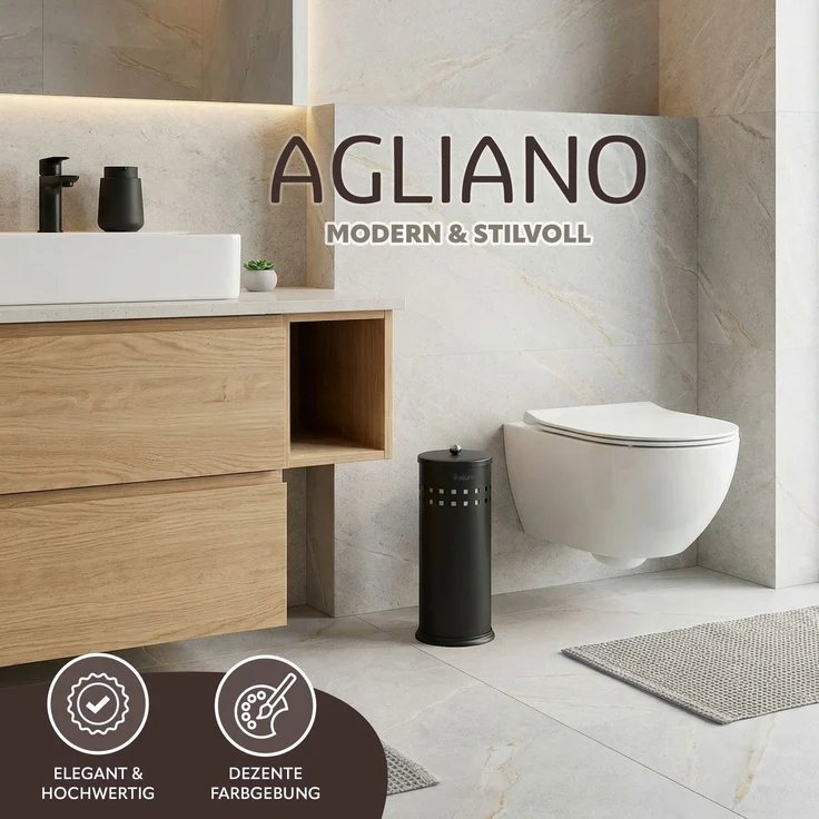 eluno Toilettenpapier Aufbewahrung AGLIANO mit Loch-Dekor, Schwarz, Metall – Bild 2