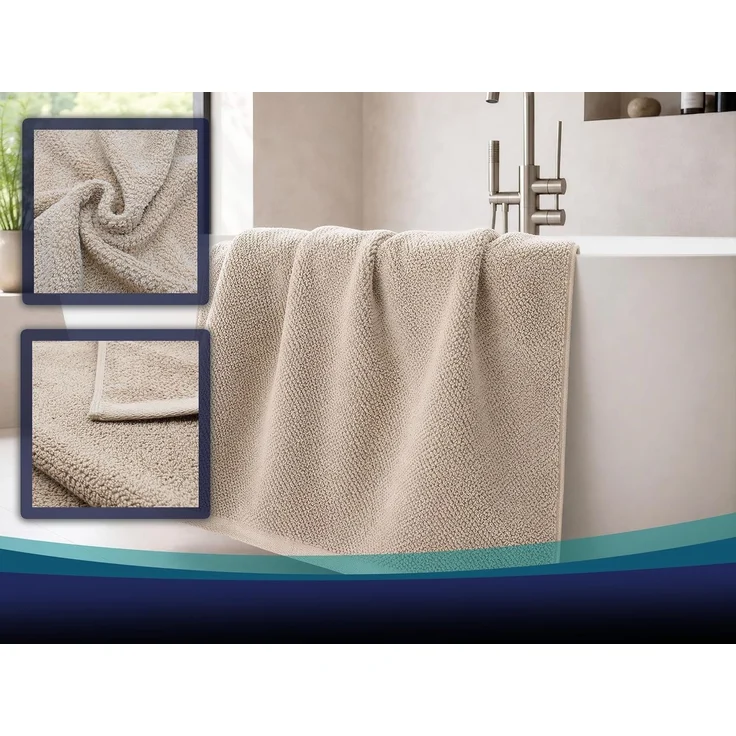 ZOLLNER 2er Set Duschtücher, 100% Baumwolle, stone, 70x140 cm – Bild 5