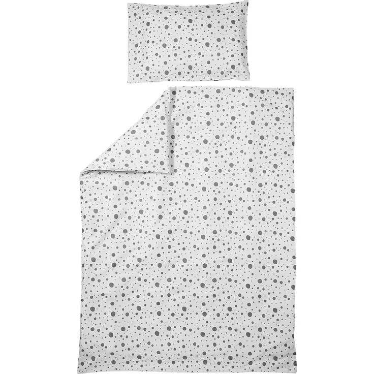 Meyco 422055 Bettwäsche, Kinderbett 40x60 & 100x135, Dots (Punkte) Schwarz-Weiß