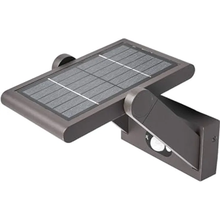 Lampenwelt Lucande LED Solarleuchte Valerian, spritzwassergeschützt mit Bewegungsmelder, schwarz, Aluminium, 1-flammig, für Außenbereich und Garten
