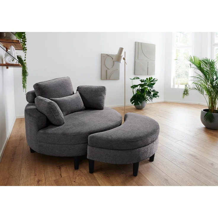 ATLANTIC home collection Loveseat Ravi, B: 114 cm, XXL- Sessel, mit Stauraumhocker, Rückenstütze & 4 Zierkissen – Bild 1