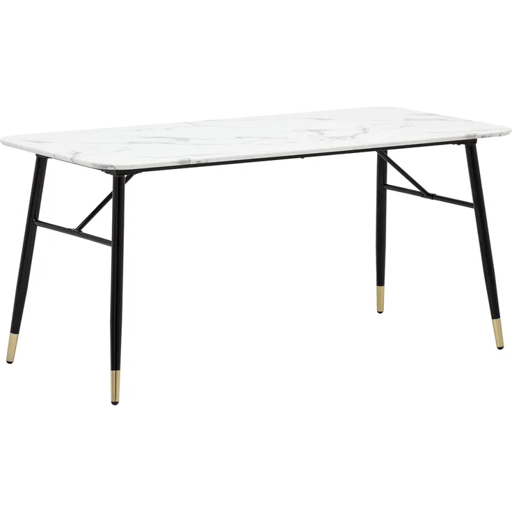 Esstisch 120x60x76cm Marmor-Optik Weiß Metallbeine Modern Rechteckig