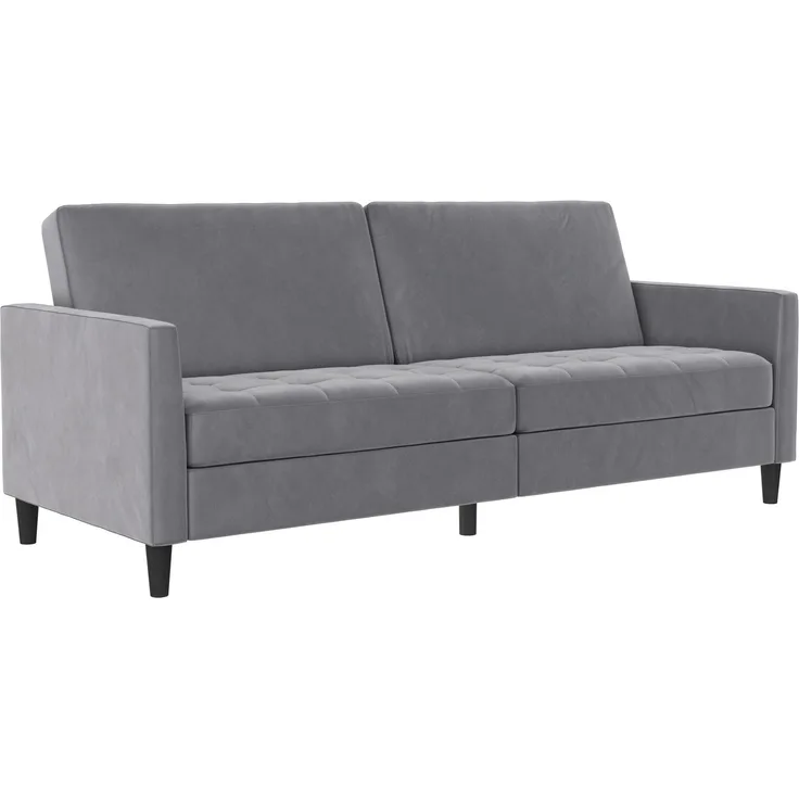 Schlafsofa >Palermo< in Grau, Samt - 207x86x86cm (BxHxT)