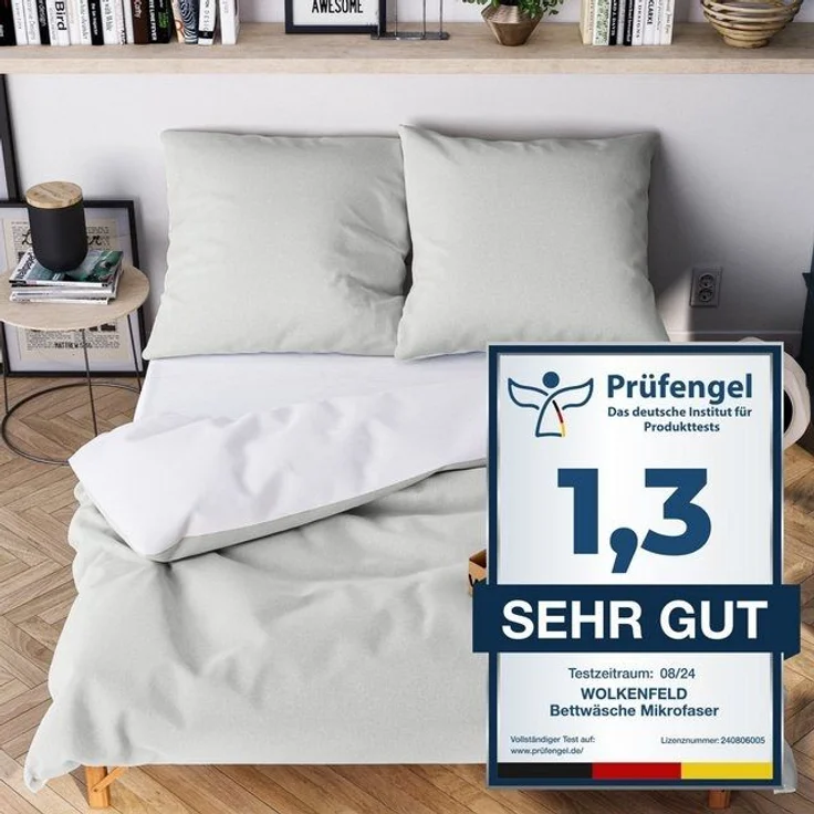Wolkenfeld Bettwäsche Allergiker Bettwäsche, unfassbar weich, Mikrofaser, 3 teilig, 135x200 cm, 155x220 & Übergrößen I inkl. Kissenbezüge 80x80 I 2-farbig – Bild 4