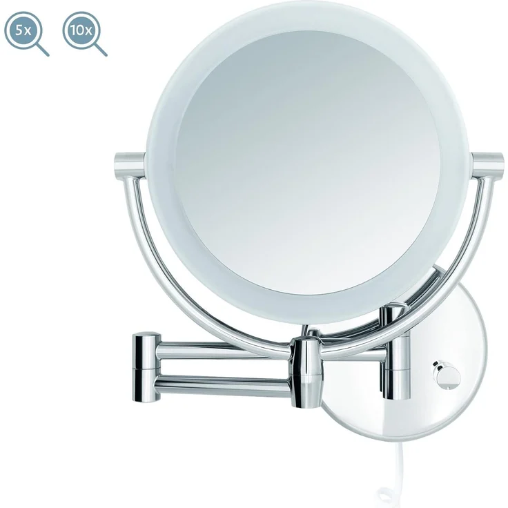 Libaro Kosmetikspiegel mit Beleuchtung MODENA LED Schminkspiegel 5-fach 10-fach Vergrößerung, LED Wandmontage, Vergrößerungsspiegel 2-seitig, 360° drehbar, dimmbar – Bild 3