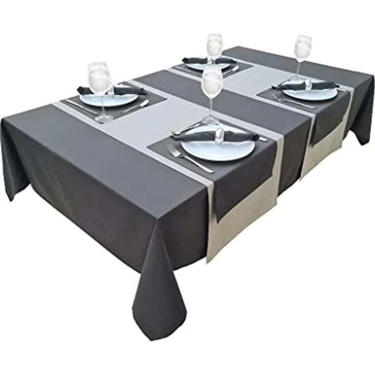 Hochwertige Tischdecke Tischwäsche aus 100% Baumwolle Kollektion Konzept, Farbe & Größe wählbar (Tischdecke - 120x200cm, Basaltgrau) – Bild 2