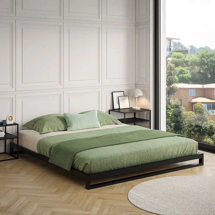 skølm 'Vidar' Bett 180x200 cm, Metall, schwarz, Höhe 15 cm hoch, Doppelbett mit Lattenrost – Bild 1