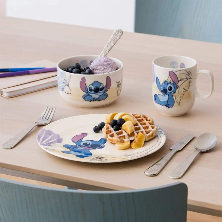 Villeroy & Boch - Disney Stitch Kindergeschirr Set 7tlg, Spülmaschinenfest, Mikrowellensicher, Geschirr und Besteck für Kinder, Premium Porzallan – Bild 2