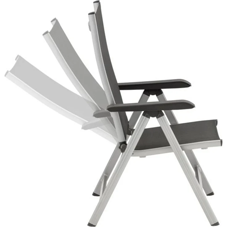 Kettler 'Basic Plus' Klappsessel mit verstellbarer Rückenlehne, Alu / Textilene, Silber / Anthrazit – Bild 4