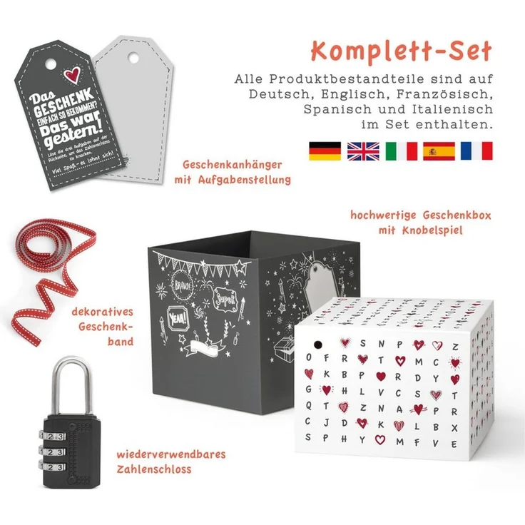 SURPRISA Geschenkbox Geschenkbox mit Samt und Glanz, Rätselbox für Geschenke und Gutscheine, zum Valentinstag, Jahrestag, Hochzeitstag – Bild 2