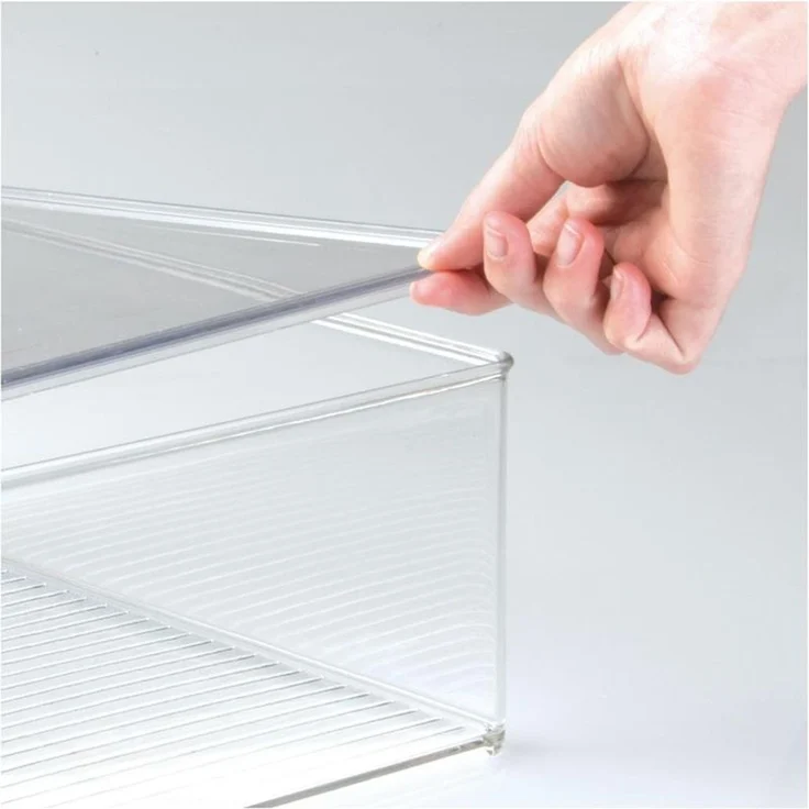 mDesign Wäschebox Kleiderkiste Aufbewahrung stapelbar Deckel 2er-Set Transparent – Bild 6