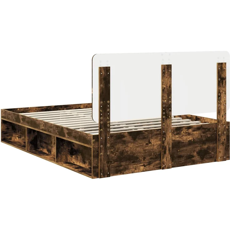 vidaXL Bettrahmen Geräucherte Eiche 150 x 200 cm Massives Kiefernholz 3412474 – Bild 8