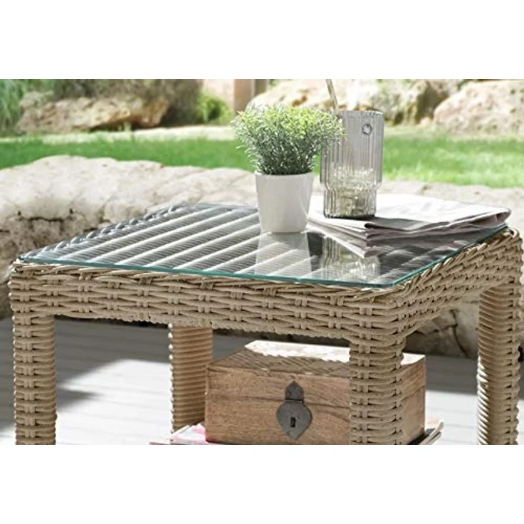 Destiny Beistelltisch MERANO, 46x46x50cm, Aluminium, Polyrattan – Bild 2