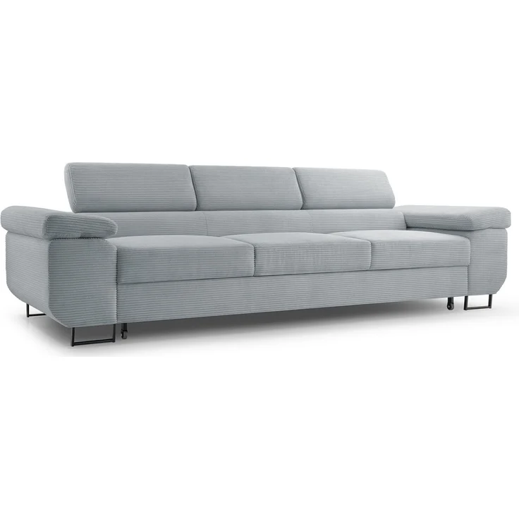 Selsey 'Capurso' Schlafsofa mit verstellbaren Kopfstützen und Stauraum, Cord, Hellgrau – Bild 1