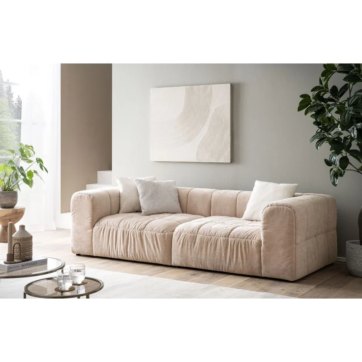 DOMO. collection Sofa 800 019, 3-Sitzer Couch mit Taschenfederkern und gepolsterter Rückenlehne, 3er Bigsofa, Polstergarnitur 113 x 250 x 72 cm (BxTxH), rosé – Bild 1