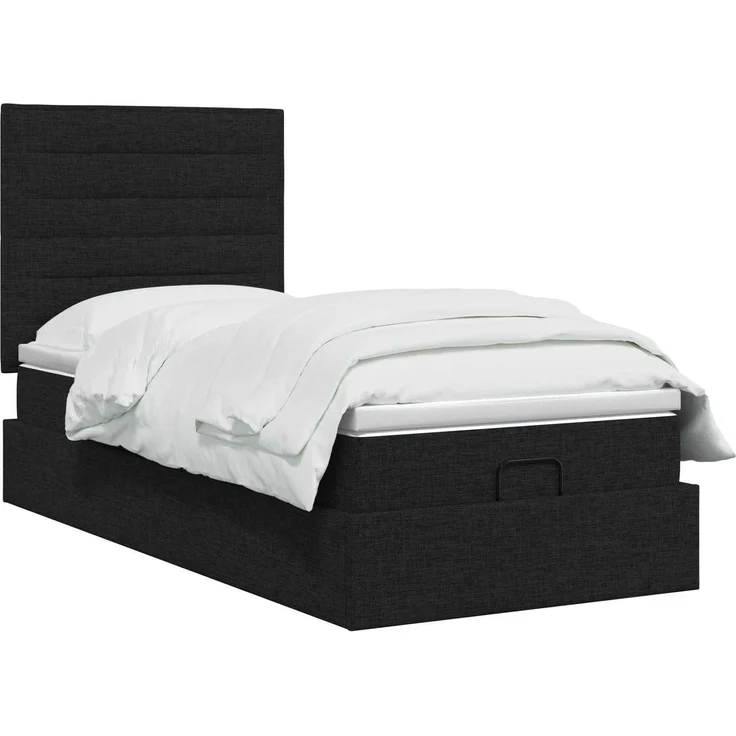vidaXL Ottoman-Bett mit Matratze und LED Schwarz 100 x 200 cm Stoff 3457967 – Bild 3