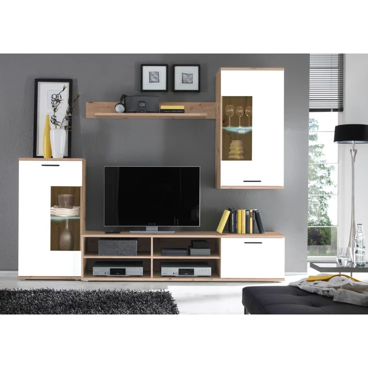 Wohnwand >Kenton< in Artisan Eiche - 230x185x38cm (BxHxT)