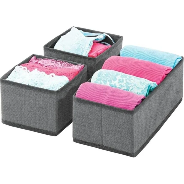 Aufbewahrungsbox Stoffkisten Organizer mDesign 6er Set dunkelgrau/schwarz – Bild 8
