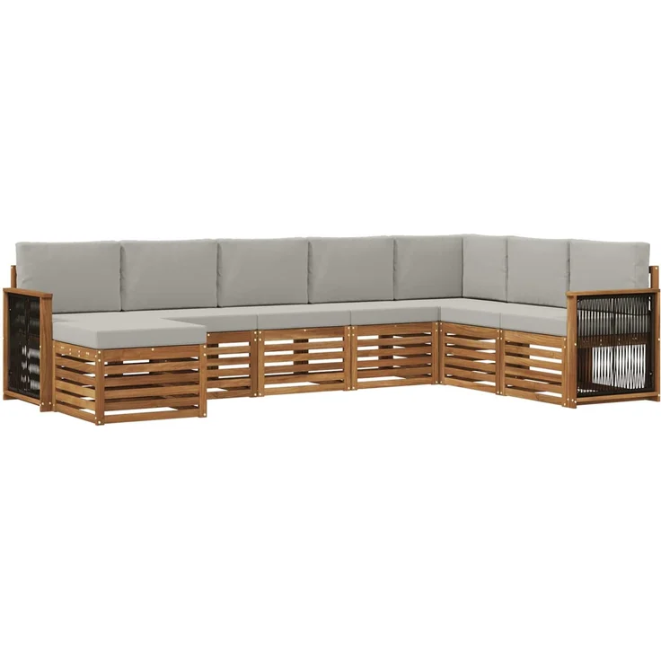 vidaXL Outdoor-Sofagarnitur 8 stk. 8-Sitzer Natur und Hellgrau 3384712 – Bild 2