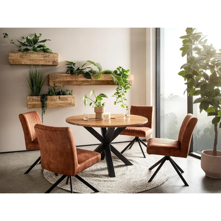 CruzarEsstisch rund Ø120 cm aus Akazienholz mit Metallgestell Kreuzfuß Landhausstil Küchentisch Esszimmertisch Holztisch robust – Bild 2