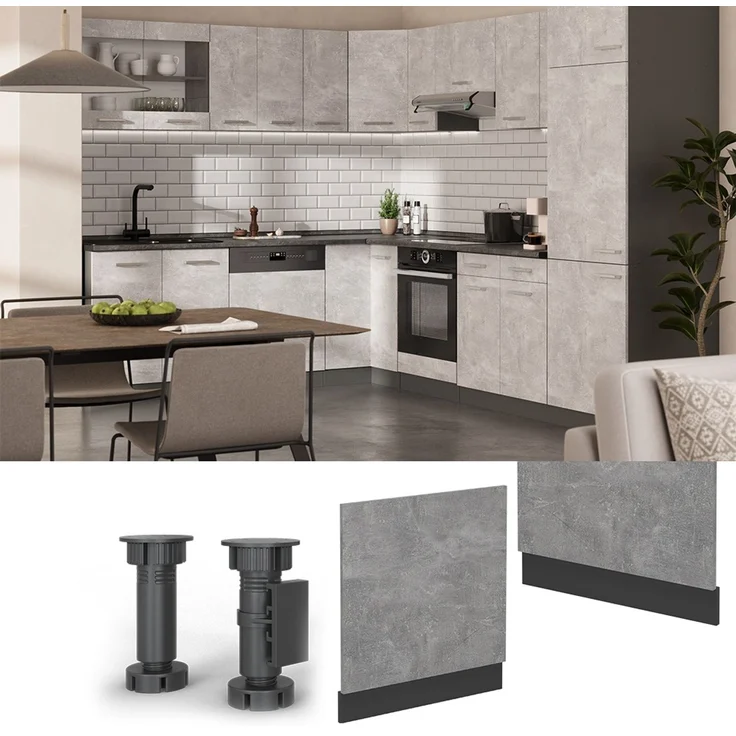 Frontblende R-Line Beton 60 cm ohne Arbeitsplatte Vicco – Bild 3