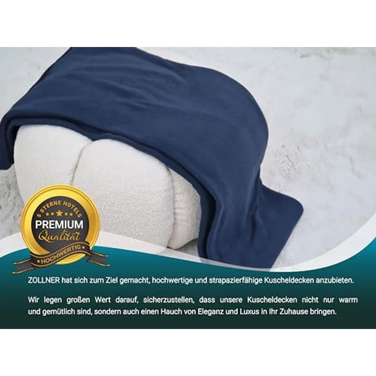 Zollner Kuscheldecke, Dunkelblau, 130x170 cm, 100 % Polyester, waschbar bis 95 °C – Bild 6