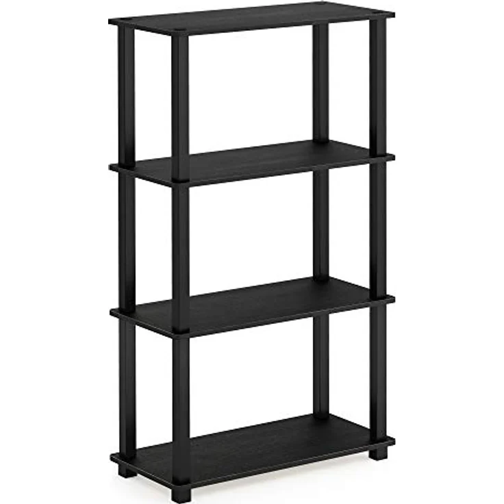 Furinno 4-stufiges Mehrzweck-Regalregal mit Vierkantrohr, holz, Americano/Schwarz, 29. 46x59. 94x109. 86 cm – Bild 5