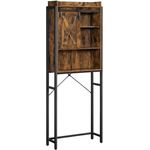VASAGEL Toilettenregal, Badregal, mit Schrank, Stahlgestell, Waschmaschinenregal, Industrie-Design, 64 x 24 x 171 cm, vintagebraun-schwarz von Songmics BTS003B01