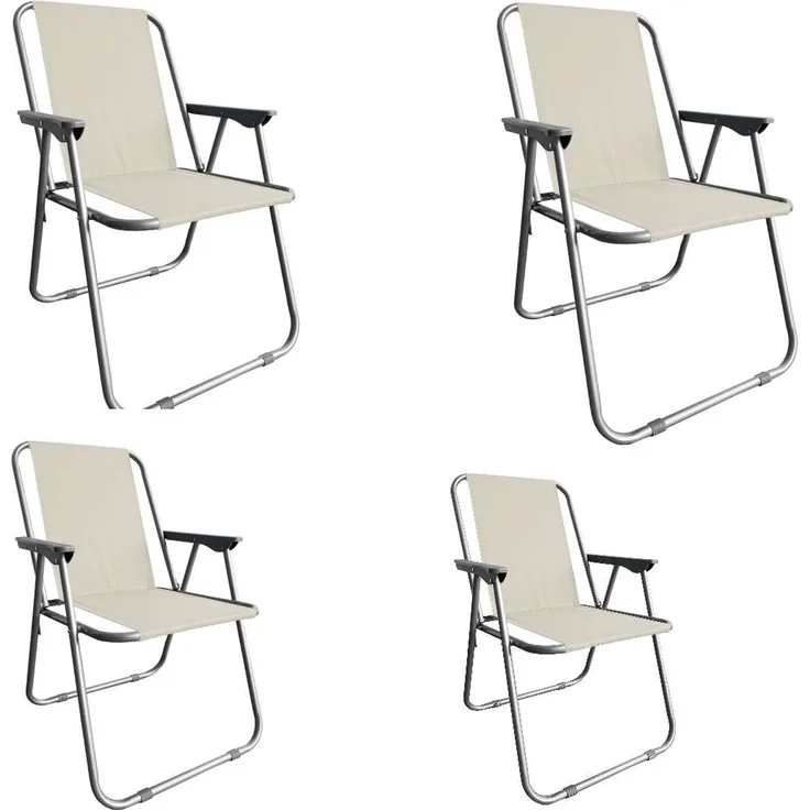 Campingstuhl Anglersessel Gartenstuhl Sessel mit Armlehne beige 4er Set